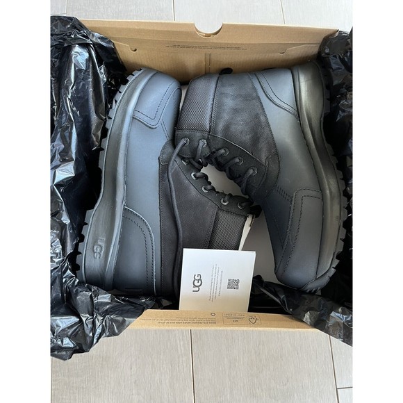 New Ugg Emmett Duck Boot Men Black Leather Winter Boots Insulated Waterproof 12 - Picture 7 of 9